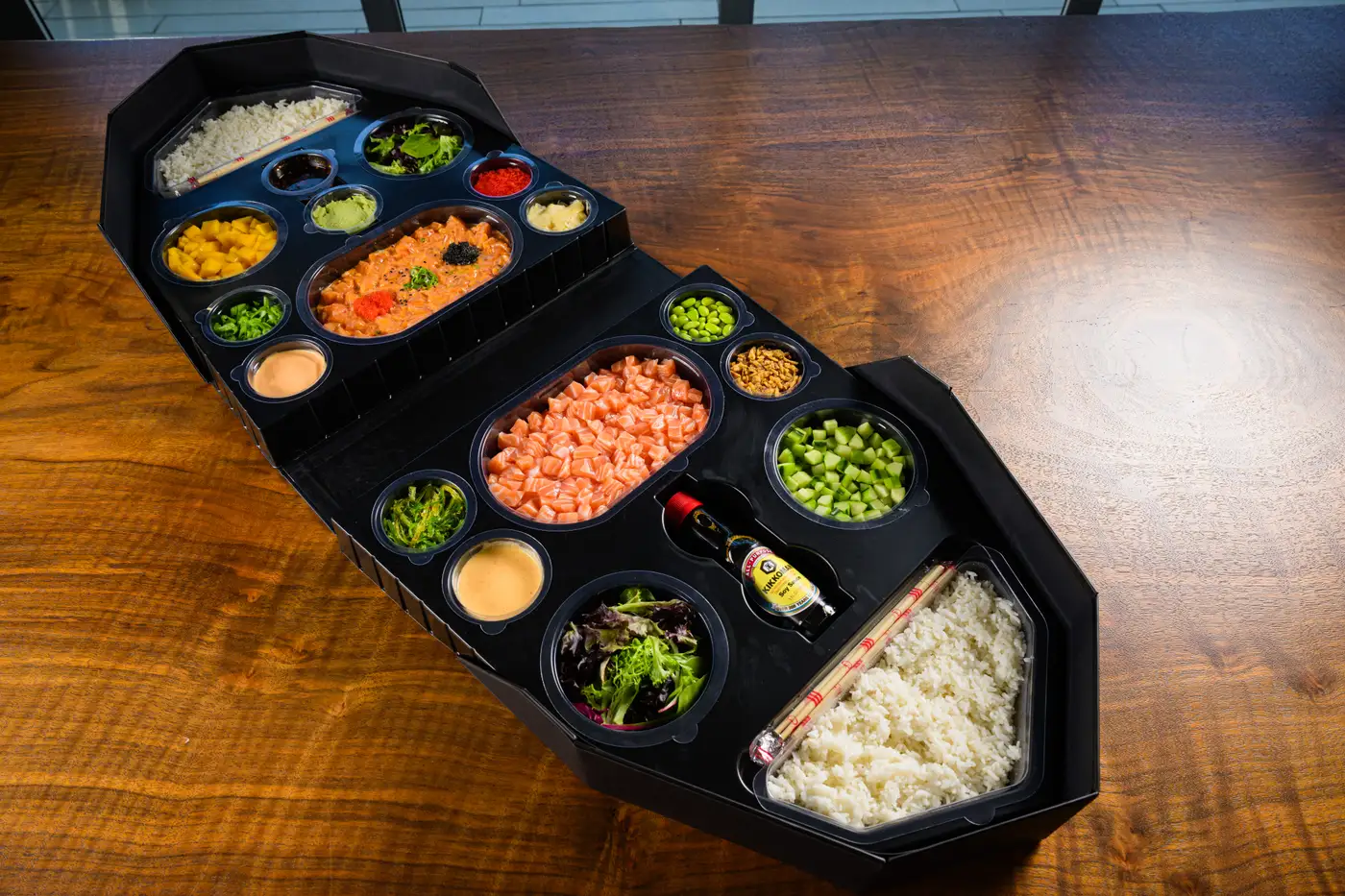 Double poke boat spread from above